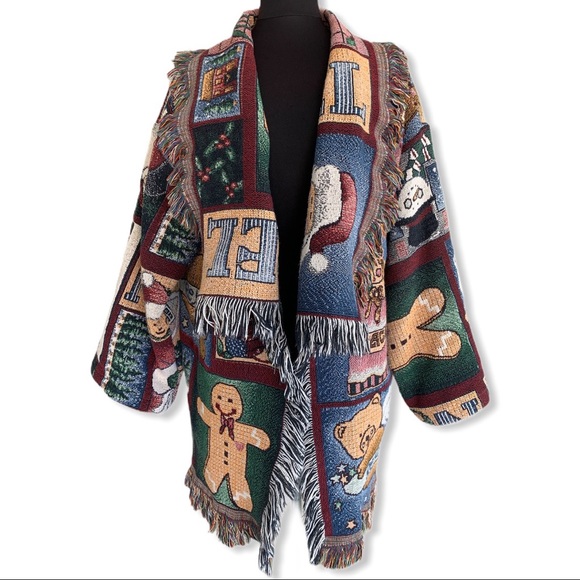 Christmas Woven Tapestry Coat size XL - Picture 1 of 15